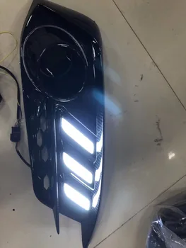 Osmrk led drl šviesos važiavimui dieną Honda Civic 10 2016 2017, belaidžio tinklo jungiklis kontroliuoti, geltona posūkio signalo, anglies pluošto