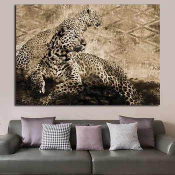 OUCAG Afrikos Leopard Drobės Plakatas, Tapyba Šiuolaikinės Neįrėminti Spausdinimo ir Plakatai Dekoratyvinis Nuotraukos Sienos Meno Cuadros Kambarį