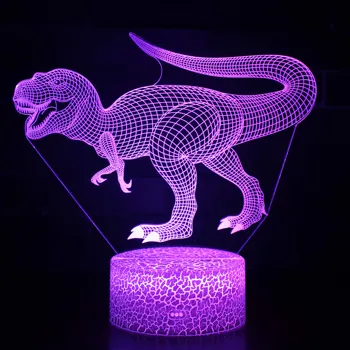 OUTELA Naktį LED Žibintai Dinozaurai 3D lempos Mielas Žaislas Dovana 7 Spalvų Animaciją Lempa Vaikams, Vaikų Kambarys