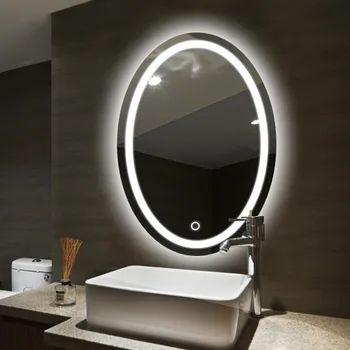 Ovalo formos vonios kambarys LED lempos, veidrodėliai sienos kabo vonios kambarys su šviesos makiažo veidrodėliai modernus Prisiliesti jungiklis vonios veidrodis mx12151130