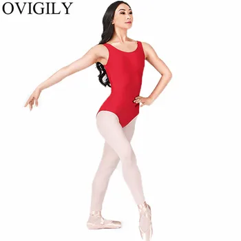 OVIGILY Juoda Bakas Leotard Gimnastikos Moterų Lycra Spandex Rankovių Triko Baleto Dancewear Samtelis Kaklo Trumpas Bodysuits