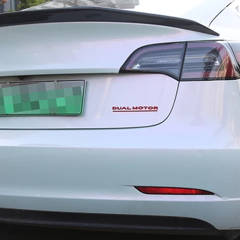 Pabrėžė Raidžių Emblema DUAL VARIKLIS Tesla Model 3 S X Optikos Refitting Aukštos kokybės Kamieno Lipdukas AUTOMOBILIŲ Reikmenys