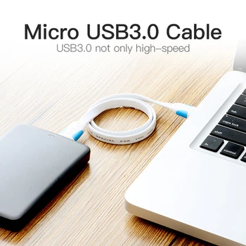 Paj Micro USB 3.0 Kabelis 1M 0,5 M Greitas USB Įkroviklis Duomenų Sinchronizavimo CableUSB 3.0 Mobiliojo Telefono Kabelis Samsung S5 Kietojo disko Disko 2m