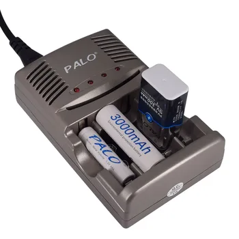 PALO 4-12pcs AA įkraunamos baterijos AA 3000mah 1.2 V AA baterijos vaizdo kamera+aa aaa baterijų įkroviklis 9V baterijos kroviklis LED ekranas