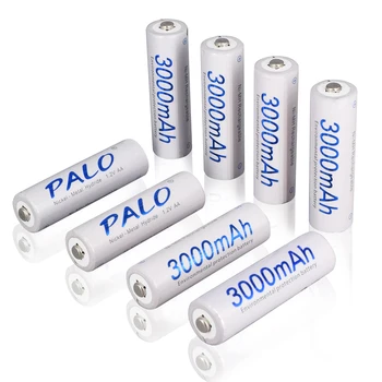 Palo 8pcs AA Įkraunamos Baterijos 3000mAh 1.2 V Nimh AA Baterijos, Fotoaparato Žaislai Mp4+4 Lizdą LCD 1.2 V AA AAA Baterijų Įkroviklis