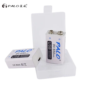 PALO micro USB 9V Ličio Įkraunama Baterija, 650mAh 6F22 9V li-ion baterija RC Sraigtasparnio Modelis Mikrofonas Žaislas baterijos