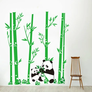 Panda Bambuko Sienų Lipdukai Vaikų Kambario Namų Puošybai Sofa Fono Plokštumos Pastrol Freskos Wallposters Nuimamas Muurstickers
