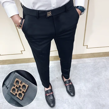 Pantalones Hombre Pavasario 2020 Kelnės Vyrams Korėjos Slim Fit Vyrų Atsitiktinis Kulkšnies Ilgio Kelnės Streetwear Vyras Kelnės Vyrams Juodos, Pilkos