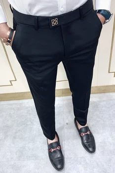 Pantalones Hombre Pavasario 2020 Kelnės Vyrams Korėjos Slim Fit Vyrų Atsitiktinis Kulkšnies Ilgio Kelnės Streetwear Vyras Kelnės Vyrams Juodos, Pilkos