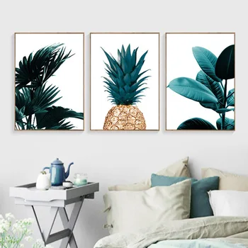 Paprasta Šiaurės stilių ananasų-bananų lapų augalų sienų dažymas purkštuvu, aliejus, tapyba sienos nuotraukas kambarį drobė menas