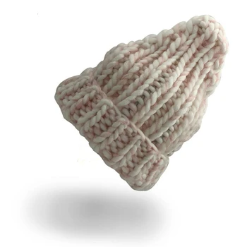 Paprasta Žiemą Šiltas Mišrios Spalvos Beanies Rankų Darbo Storio Stick Šiurkščiavilnių Megzti Linijos Skrybėlę Nėrimo Moterų Gražių Kepurės