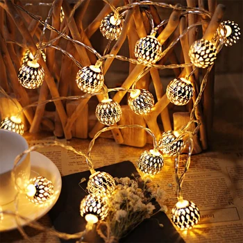 Pasakų Žibintai Kalėdinė Girlianda LED Žibintai, Apdailos Maroko kamuolys Kalėdų šviesos eilutę spalvų šviesos geležies meno romantiškas kambarys