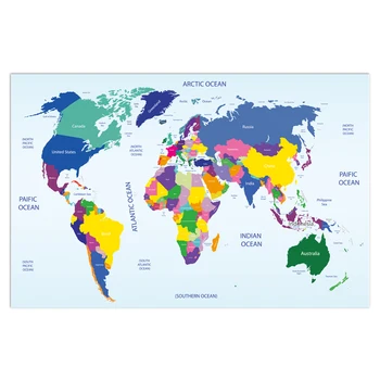 Pasaulio Žemėlapyje Plakato Dydžio Sienų Apdailai Didelis Pasaulio Žemėlapis 80x52cm Vandeniui, drobė žemėlapis Dekoratyvinis skausmas