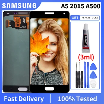 Patikrintas OLED Samsung Galaxy A5 A500 A500F A500FU A500H A500M LCD Ekranas Jutiklinis Ekranas skaitmeninis keitiklis Asamblėja