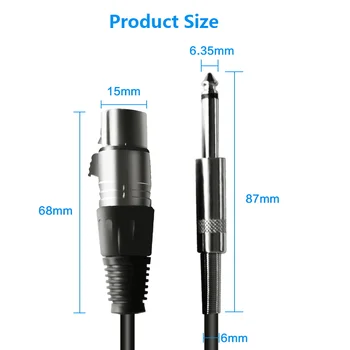 Patranka mikrofono kabelis Laidas - XLR Female Jack 6.35 mm Garso maišytuvas kondensatoriaus mikrofonas, mikrofono kabelis