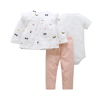 Pavasario 2020 kūdikiui baby girl rinkinys naujagimiui apranga medvilnės kailis+laišką spausdinti bodysuit+ziajać rožinė 3 gabalas drabužių nustatyti 6-24 mėnesių