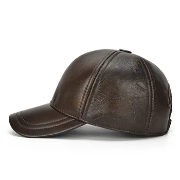 Pavasario natūralios odos vyro beisbolo kepurė hat vyrų nekilnojamojo odos reguliuojamas sunkvežimio vairavimo ruda snapback skrybėlės, kepurės B108