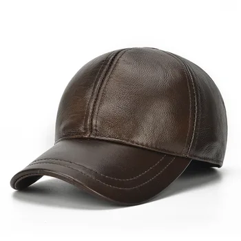 Pavasario natūralios odos vyro beisbolo kepurė hat vyrų nekilnojamojo odos reguliuojamas sunkvežimio vairavimo ruda snapback skrybėlės, kepurės B108