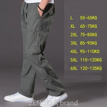 Pavasario vasaros atsitiktinis kelnės vyriškos didelis dydis 6XL Multi Pocket Džinsai negabaritinių Kelnės, kombinezonai elastinga juosmens kelnės plius dydis vyrams