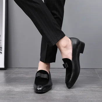 Pavasarį naują stilių 37-48 extra large dydis naują stilių bow-tie odiniai batai juoda ir raudona madingas atmosferos vyriški batai