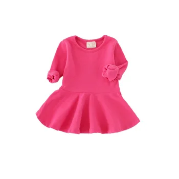 Pavasarį, Rudenį Bamblys Mergina Patenka Drabužius 2020 vientisa Spalva-Line Suknelė ilgomis rankovėmis Medvilnės Mielas Kūdikis Mergaičių Drabužiai Vaikams, Suknelės