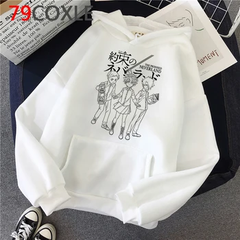 Pažadėjo Neverland Hoodies Palaidinukė Vyrų Harajuku Japonų Anime Hoodies Streetwear Emma Norman Ray Grafikos Gobtuvu Vyras