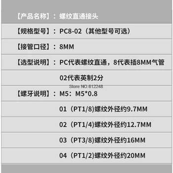 PC10 PC12 PC14 Pneumatinės Greita Jungtis, Oro Vamzdžių Greitai Plug Siūlai Tiesiai Mechaninė Įrankis Komponentas, PC14-04