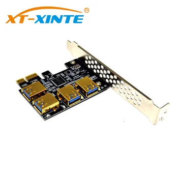 PCI-E 1x iki 16x Riser Card PCI-Express 1 iki 4 Lizdas PCIe USB3.0 Adapter Port Multiplier Miner Kortelę už BTC Bitcoin Mining