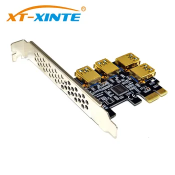 PCI-E 1x iki 16x Riser Card PCI-Express 1 iki 4 Lizdas PCIe USB3.0 Adapter Port Multiplier Miner Kortelę už BTC Bitcoin Mining