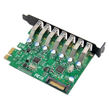 PCI-E, USB 3.0 Super Didelės Spartos 7-Port Enhanced Priimančiosios Expansion Card Dual-Chip Tvarkymo Valdytojas
