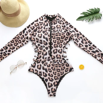 Peachtan Seksualus leopard maudymosi kostiumėlį vienas gabalas Užtrauktukas maudymosi kostiumėliai moterims, Tuščiaviduriai iš bodysuits monokini Aukštos sumažinti besimaudančių maudymosi kostiumas naujas