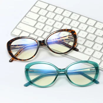 Peekaboo ovalo formos, optiniai akiniai moterų stabdžių mėlyna šviesa acetatas tr90 cat eye akiniai moterų skaidrios pavasario mada