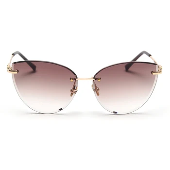 Peekaboo retro cat eye akiniai nuo saulės moterims frameless aukso rudos uv400 taškus saulės akiniai moterims gradientas objektyvas 2020 m. vasarą