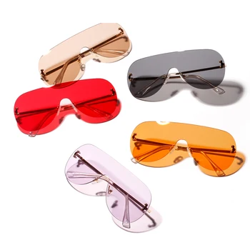 Peekaboo vienas gabalas akiniai nuo saulės moterims, aišku spalva 2019 m. vasaros mados taškus saulės akiniai vyrams negabaritinių metalo uv400 raudona oranžinė