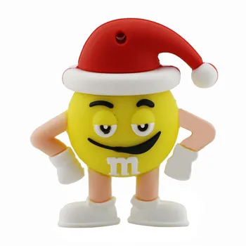 Pen Ratai Kalėdų Skrybėlę Šokoladas M&M Animacinių filmų Usb Flash Drive 32GB Pendrive 4GB 8G 16 GB 