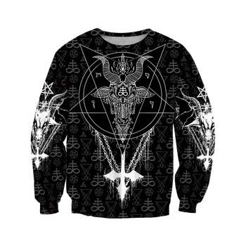 Pentagram 3D Hoodies Vyrų/Moterų Gotikos Šėtonas Palaidinės 2020 