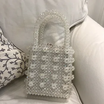 Perlai maišelį Akrilo kristalų zawalcowany lauke entire krepšys moterims, šaliai, rankinės 2019 m. vasaros derliaus prabangos prekės ženklo aišku spalva dropshipping