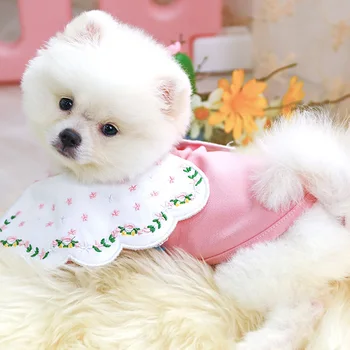 PETCIRCLE Šuo Šuniukas Drabužius Lotus Lapų Apykaklės Išsiuvinėti Marškiniai Naminių Kačių Tinka Mažų Šunų Visą sezoną Pet Mielas Kostiumas Šunų Drabužius