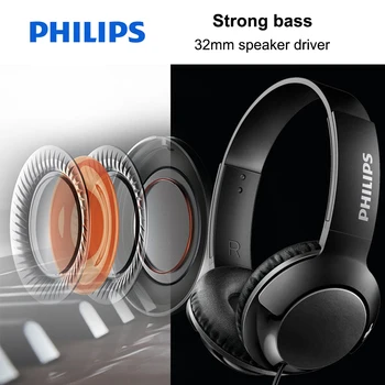 Philips SHL3075 Bass Laidinio Headphopne su Lankelis Stiliaus Vielos Kontrolės Triukšmo Mažinimo Išmaniojo telefono Oficialus pažymėjimas