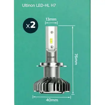 Philips Ultinon LED H7 12V 11972ULX2 6000K Ryškios Lempos Automobilių LED Žibintų Auto HL Pluošto +160% Daugiau Ryškių Vokietija(Twin Pack)