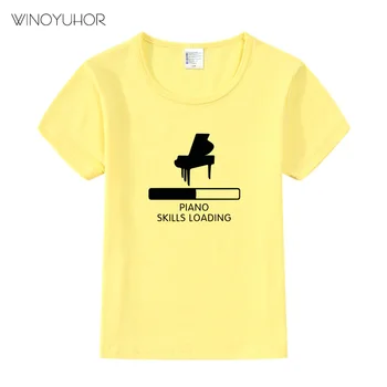 Pianinu Įgūdžius Pakrovimo Spausdinti Marškinėliai Kūdikių Berniukų, Mergaičių Juokinga trumpomis Rankovėmis T-shirt Vaikų Mielas Pianistas Viršūnes 2020 Naujas Vasaros
