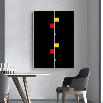 Piet Cornelies Mondrian Klasikinės Geometrijos Linija Raudona Mėlyna Geltona Sudėtis: Drobė Spausdina Tapyba, Plakatas Sienos Nuotrauka Namų Dekoro