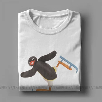 Pingu Pingvinas Čiuožimo T-Shirt Vyrams Serija Animacinių filmų Meme Vaikai 80s 90s Retro Mielas Medvilnės Marškinėliai trumpomis Rankovėmis Marškinėliai