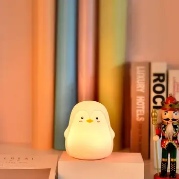 Pingvinas Silikono lengvo Prisilietimo Jutiklis LED Nakties Šviesos USB Įkrovimo Miegamojo Lempa Vaikams, Kūdikių Kalėdų Dovana Šviesos diodų (LED) Lempos