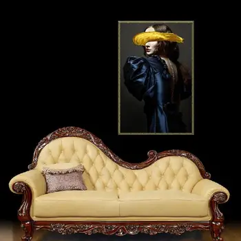 Plakatai ir Spausdina Moteris su geltonais Dažais Ant Jos Akys Apdaila Sienos Menas Nuotraukas Kambarį Namų Dekoro be Rėmelio