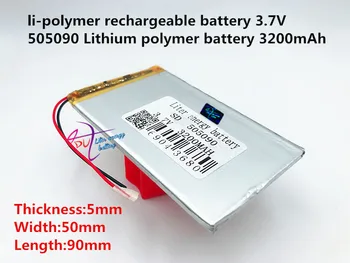 Planšetinio kompiuterio baterijos Dydžio 505090 3.7 V 3200mah Ličio polimerų Akumuliatorius Su Apsaugos Valdybos MP3 MP4 GPS Skaitmeninius Produktus
