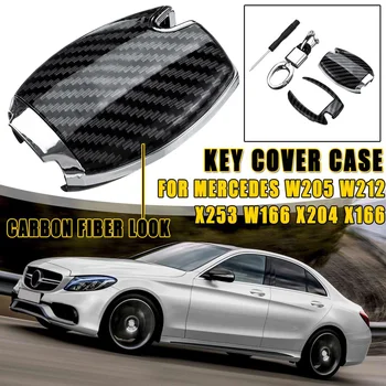Plastiko, Anglies Pluošto Key Chain Padengti Atveju Klavišą Shell Mercedes W205 W212 X253 W166 X204 X166 GLC GLA