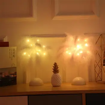 Plunksnų Naktį Šviesos diodų (LED) Pasakų Žibintai Stalo Lempa Namuose Gyvenančių Vaikų Kambario, Miegamojo Darbalaukio Naktį Žibintai Šalis, Vestuvių Dekoravimas