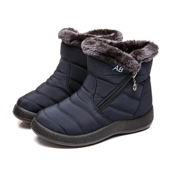 Plus size 35-43 2019 žiemos nauji sniego batai moteriška vamzdis storas pliušinis vandeniui medvilnės batai pusėje užtrauktukas moterų batai platformos