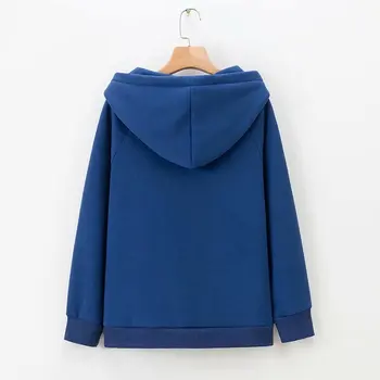 Plus size kieto juoda hoodies moterų laisvi Megztiniai 2020 NAUJĄ pavasario rudens atsitiktinis ponios mėlyna užtrauktukas, striukės su gobtuvu moteriška